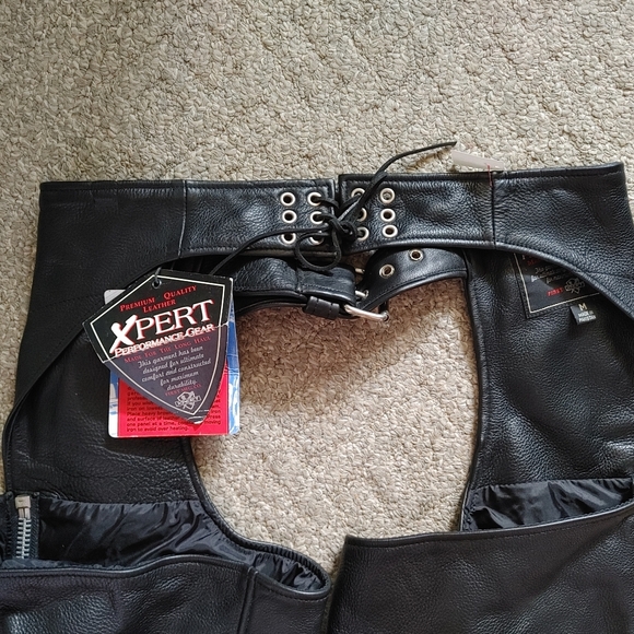 Xpert leather motorcycle chaps size medium NWT - Picture 4 of 11